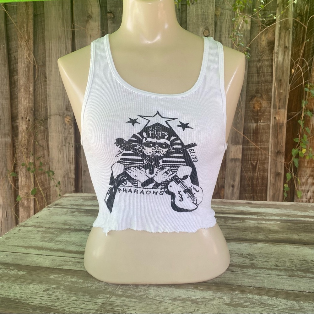 Black and white cut off tank top, S, Blind Pharaohs, 90’s rockabilly NYC band